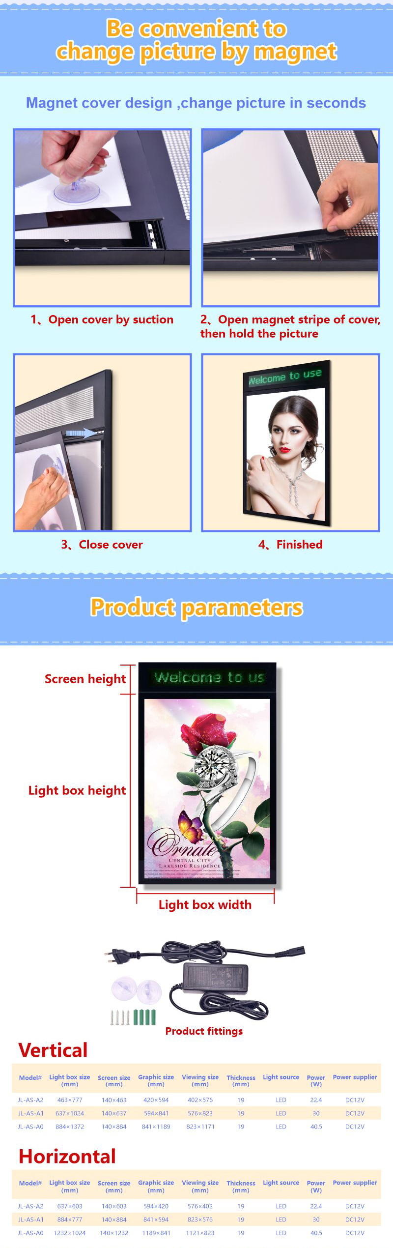 LED Magnet light box with led screen - www.junlon.com